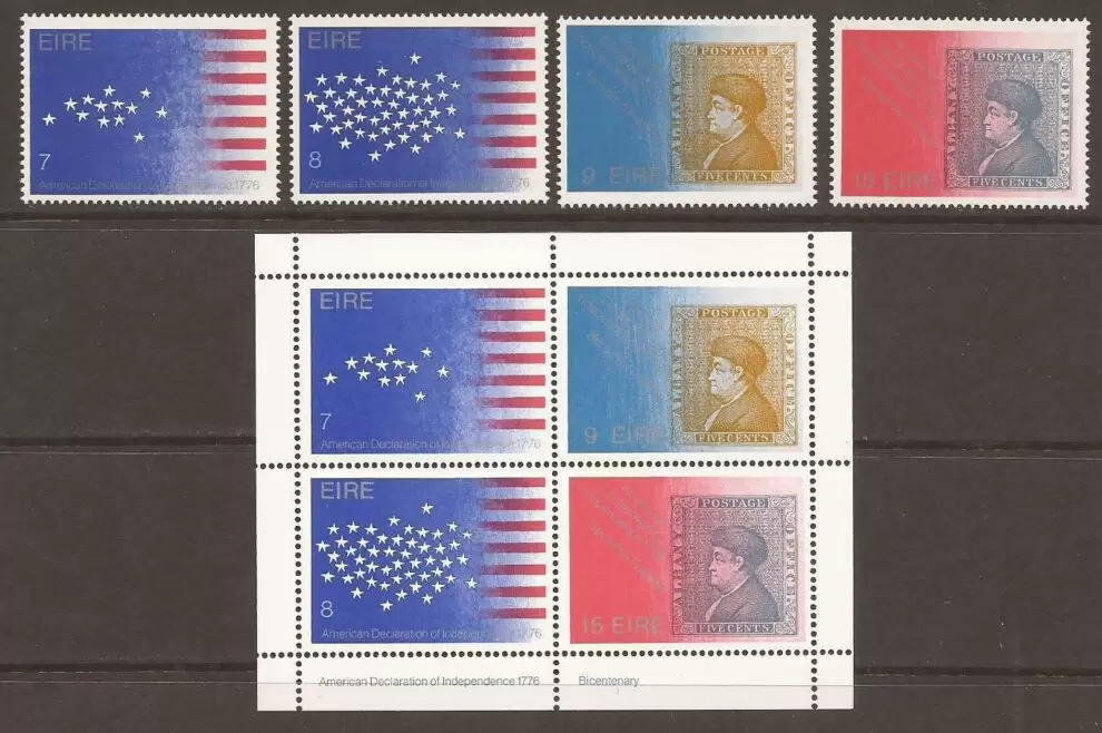 Ireland year 1976 Bicentenary of American Revolution MNH postage stamps