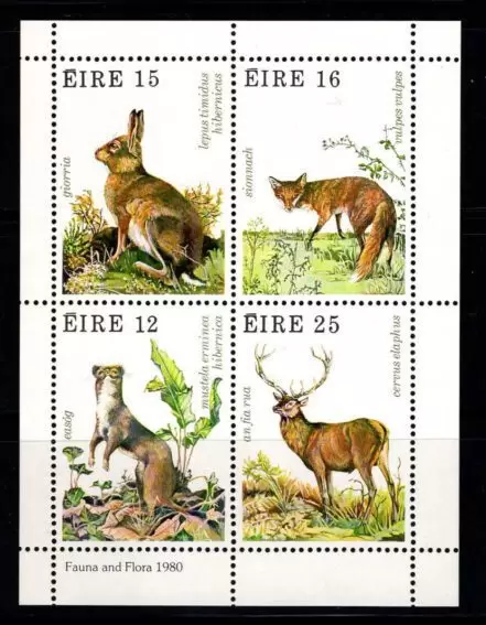 Ireland year 1980 stamps Game Animals set