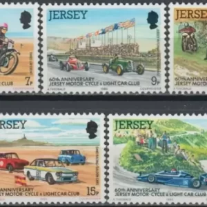 Jersey 1980 60th Ann Jersey Cars Motor Cycle stamps set