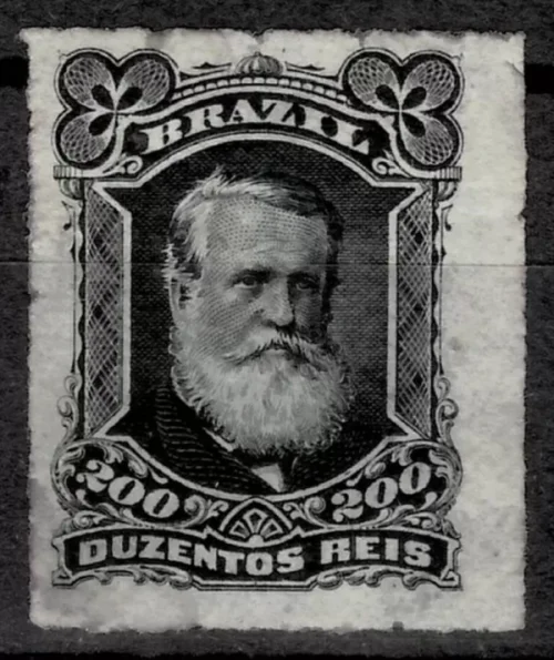 Brasil year 1876 stamp - Emperor Dom Pedro 200R MH