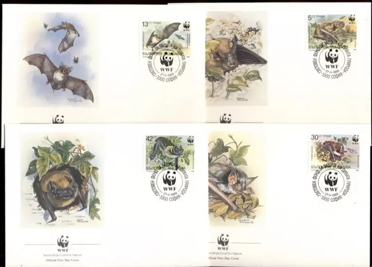 Bulgaria 1989 WWF – Fauna Fruit Bats bat FDC set