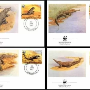 Congo PR 1987 WWF Fauna Reptiles Crocodiles FDC