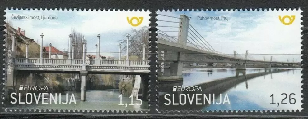 Europa CEPT year 2018 stamps - Slovenia Architecture - Bridges