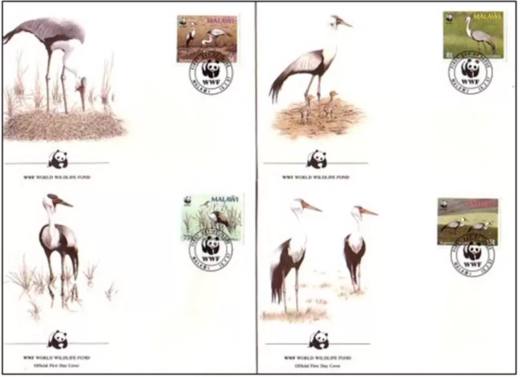 Malawi 1987 WWF Fauna / Wattle Crane bird set FDC