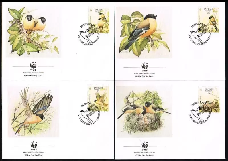 Portugal 1990 WWF Fauna / Azores Bulfinch FDC set