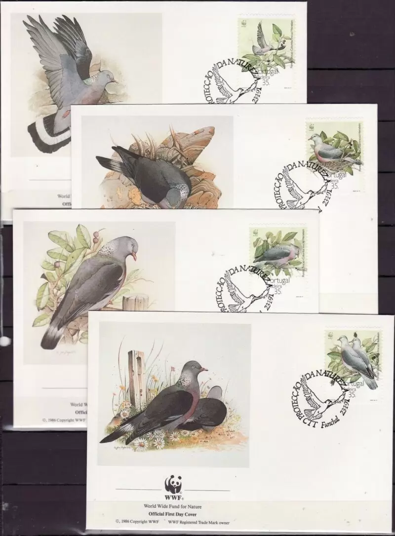 Portugal 1991 WWF Fauna / Birds Pigeon FDC set