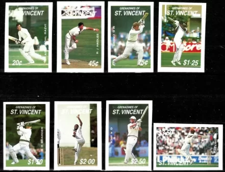 St. Vincent year 1982 stamps Cricket players Imperforated full set