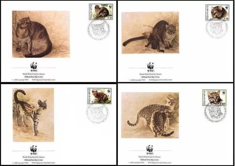 Suriname 1995 WWF Cats FDC set