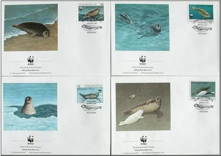 Turkmenistan 1993 WWF – Fauna SEAL – MARINE LIFE postage stamps