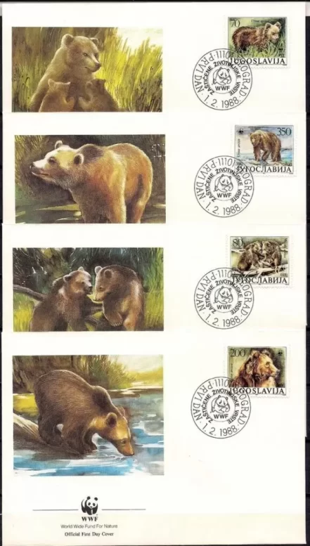 Yugoslavia 1988 WWF – Fauna Brown Bear FDC set