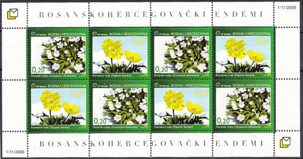 Bosnia year 2006 Flora – Flowers Endemic Plants of Bosnia stamps