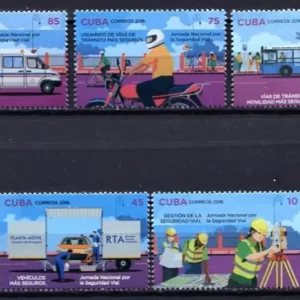 Cuba year 2016 stamps Ambulance Bus Motorcycle set MNH