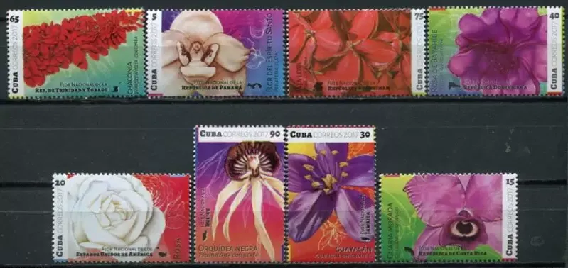 Cuba year 2017 National Flowers of the Americas set MNH**