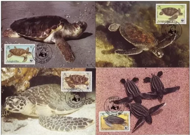 Anguilla year 1983 WWF - Sea turtles Max cards set