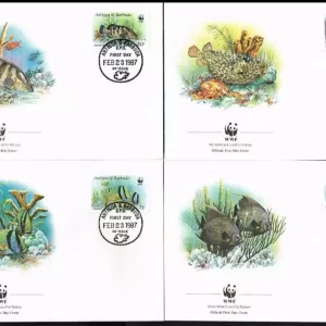 Antigua and Barbuda year 1987 WWF Water life FDC set