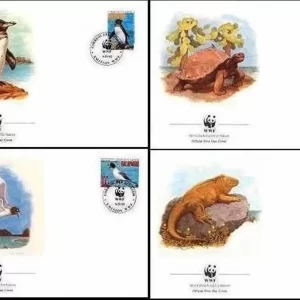 Galapagos Islands year 1991 WWF – Turtles, Penguins FDC set