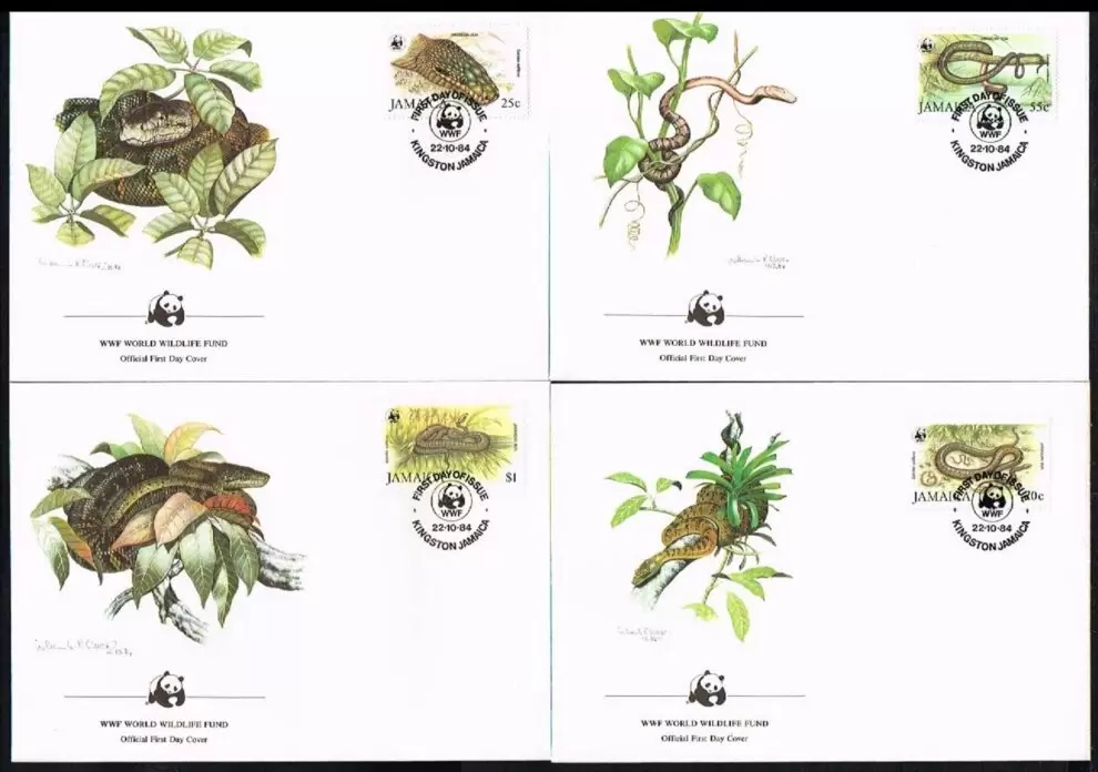 Jamaica 1984 WWF- Fauna Jamaican Boa FDC set