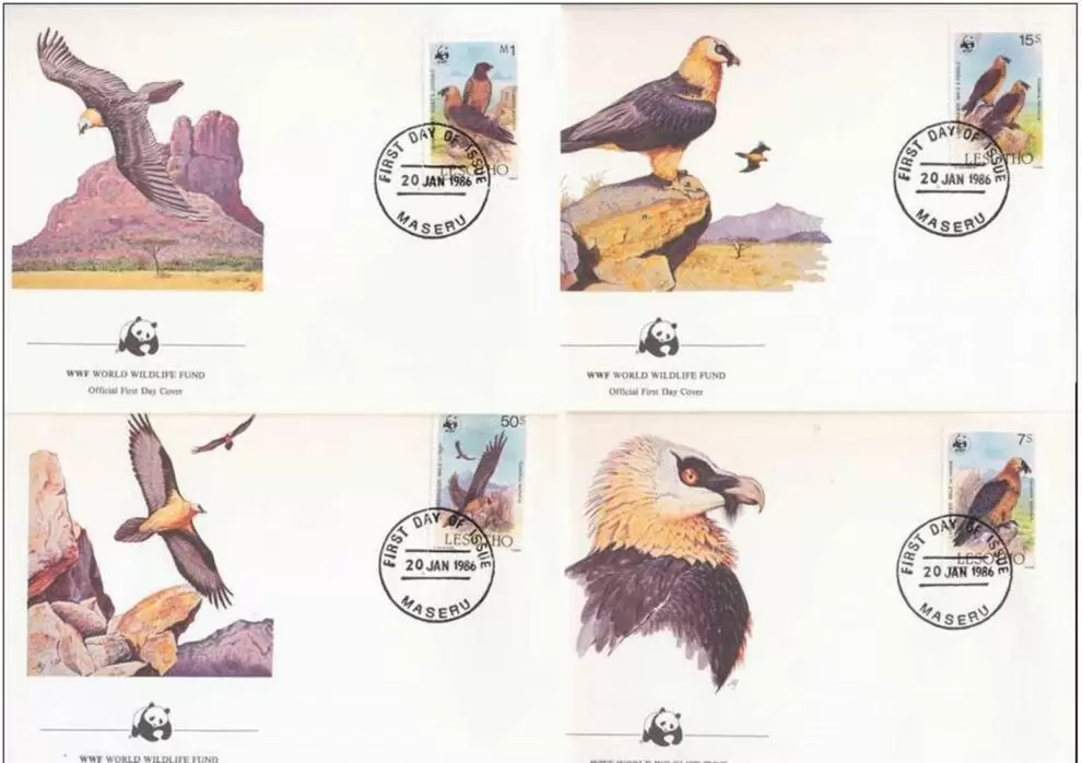 Lesotho 1986 WWF Fauna / Birds Bartgeier FDC set