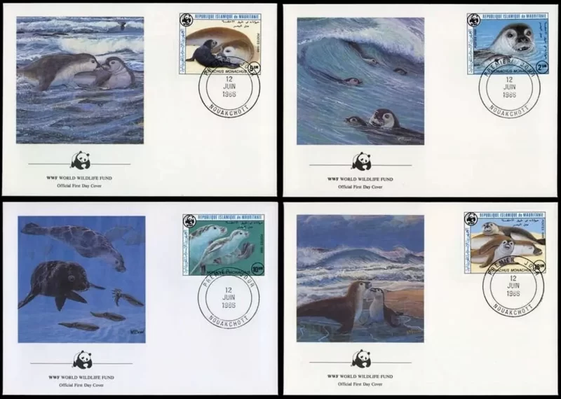 Mauritania 1986 WWF Sea Dogs FDC set