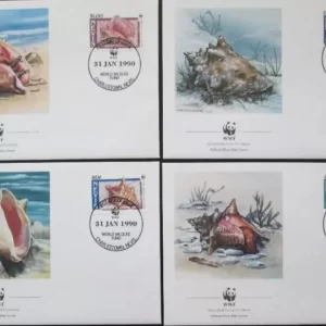 Nevis 1990 WWF – Sea / Marine life max cards set