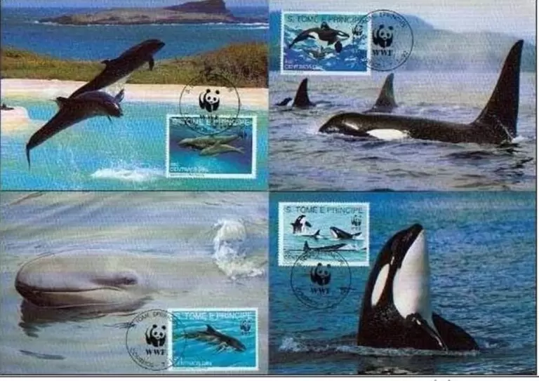 Sao Tome and Principe 1992 stamps – Sea life Orca Whales