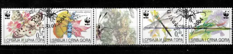 Serbia 2004 WWF Insects Butterfly Dragonfly Flower