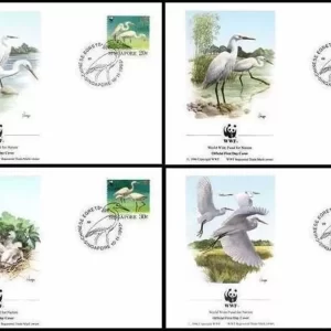 Singapore 1993 WWF Fauna / Birds Cranes set FDC