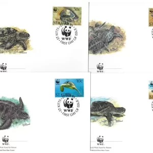 St. Kitts 1995 WWF – Fauna Green Sea Turtle FDC set