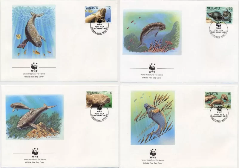 Vanuatu year 1988 WWF – Manatees Dugong FDC set