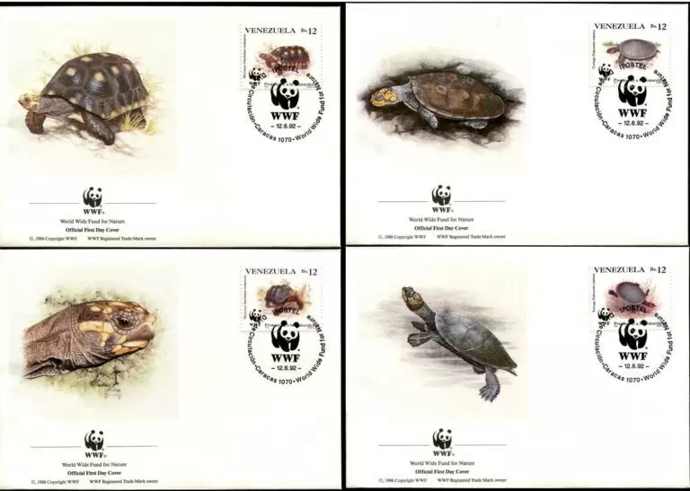 Venezuela year 1992 WWF Turtles Red footed tortoise FDC set