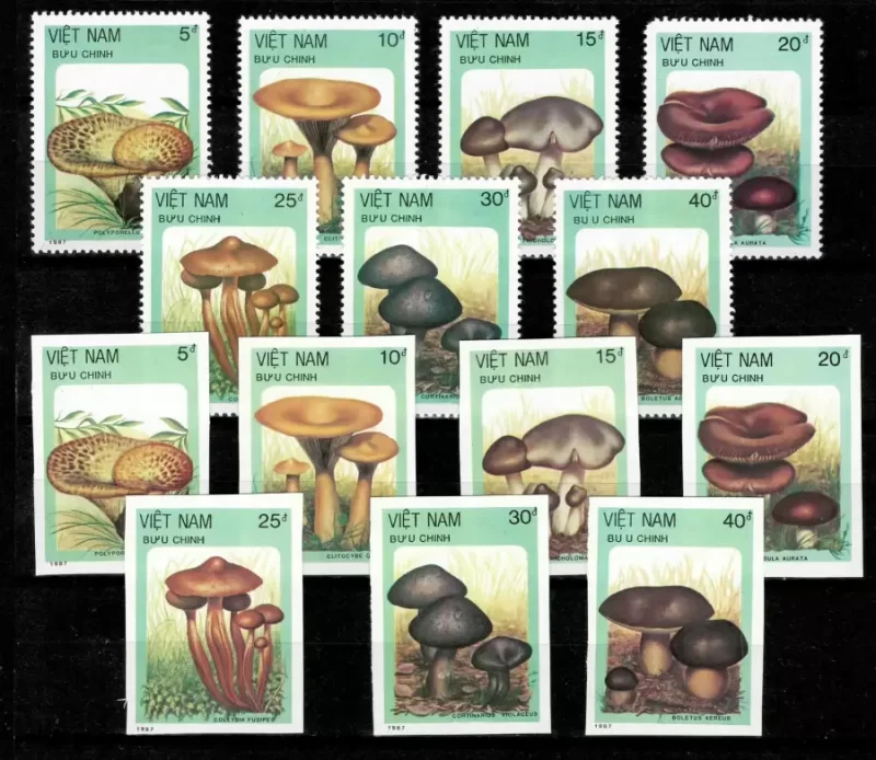 Vietnam 1987 Complete Mushroom postage stamps set