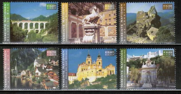 UN Vienna stamps year 2002 UNESCO World Heritage set