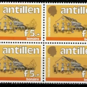 Netherlands Antilles 1986 5g Buildings block postage stamps