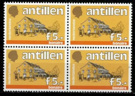 Netherlands Antilles 1986 5g Buildings block postage stamps