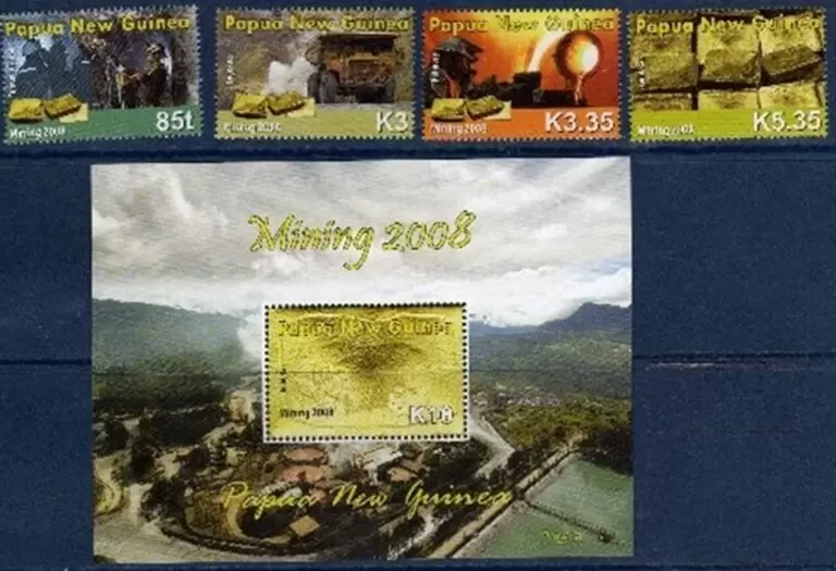 Papua New Guinea year 2008 Gold Mining set stamps