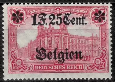 WWI German Occupation Belgium year 1914 1.25 Fr/ 1M stamp