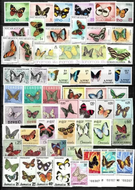 Fauna - butterflies, insects collection year 1950/1990 stamps