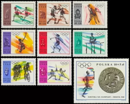 Poland 1968 stamps Summer Olympics Mexico