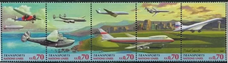 UN New York 1997 Transportation Planes strip MNH **