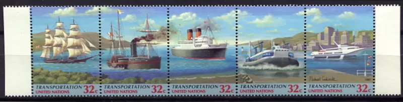 UN New York 1997 Transportation Ships strip MNH **