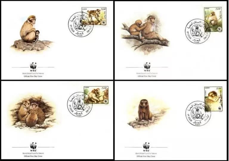 Algeria 1988 WWF stamps – Fauna Monkeys Golden Langur