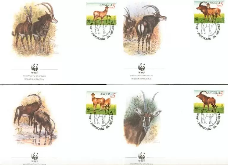 Angola 1990 WWF Fauna / Antelope FDC postage stamps set