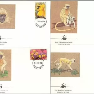 Bhutan 1984 WWF – Fauna Monkeys Golden langur FDC set