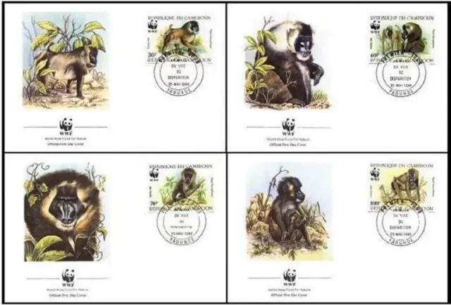 Cameroon 1988 WWF – Fauna Monkeys FDC stamps