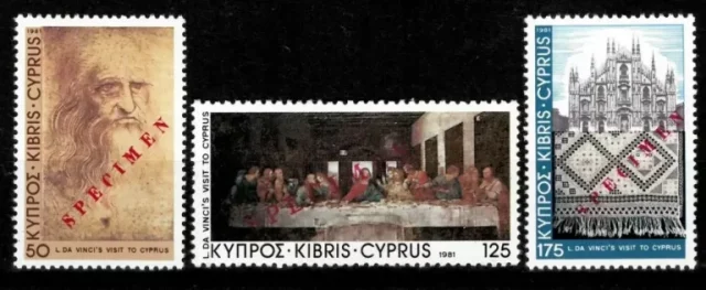 Cyprus year 1981 SPECIMEN Leonardo da Vinci stamps