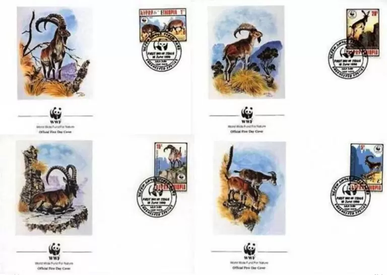 Ethiopia 1990 WWF Fauna Alpine Ibex FDC set