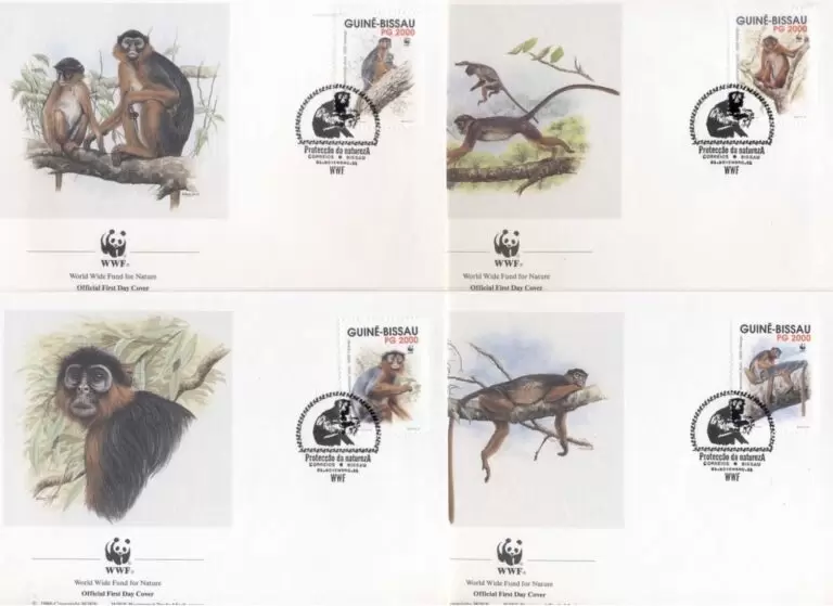 Guinea Bissau 1992 WWF – Fauna Monkeys stamps FDC