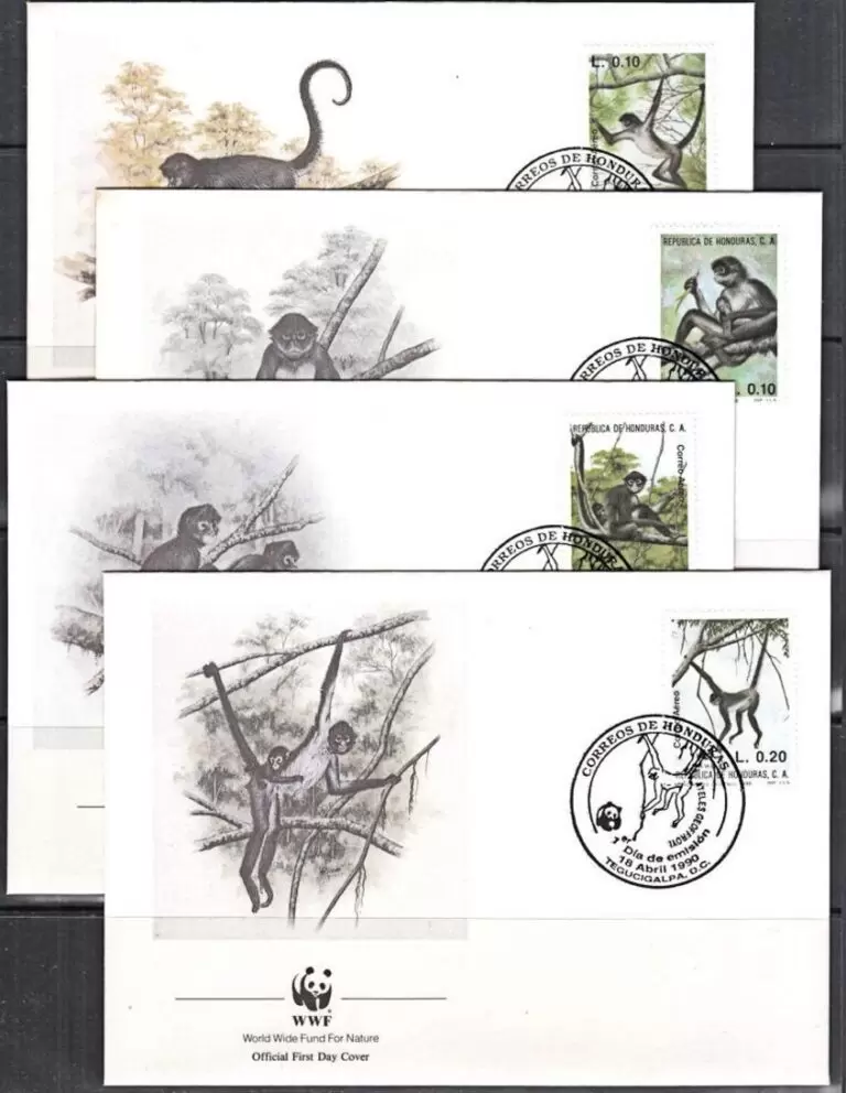 Honduras 1990 WWF – Fauna Monkeys FDC set