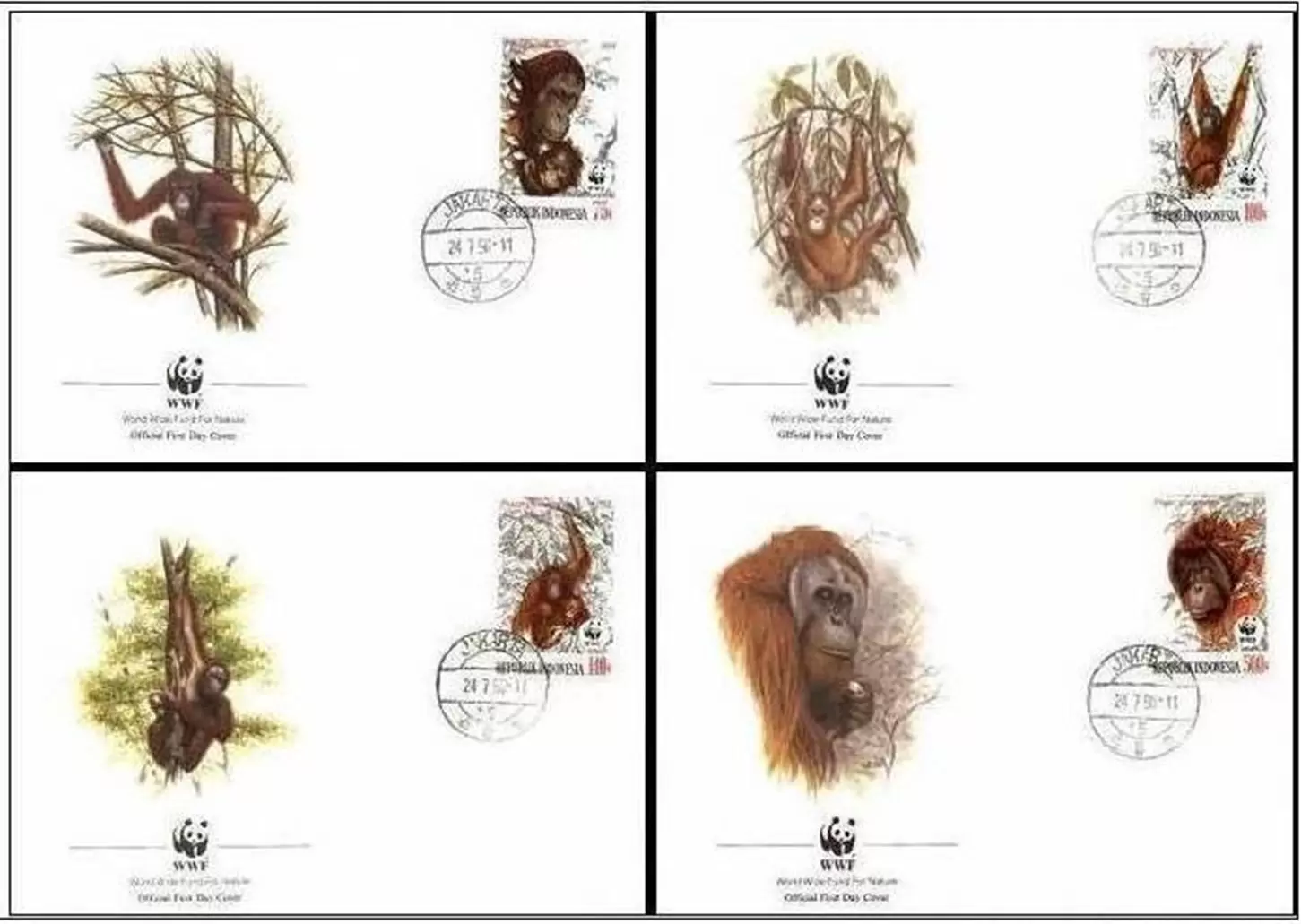 Indonesia 1989 WWF stamps FDC – Fauna Monkeys