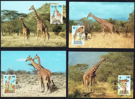 Kenya 1989 WWF Animals giraffe MC stamps set